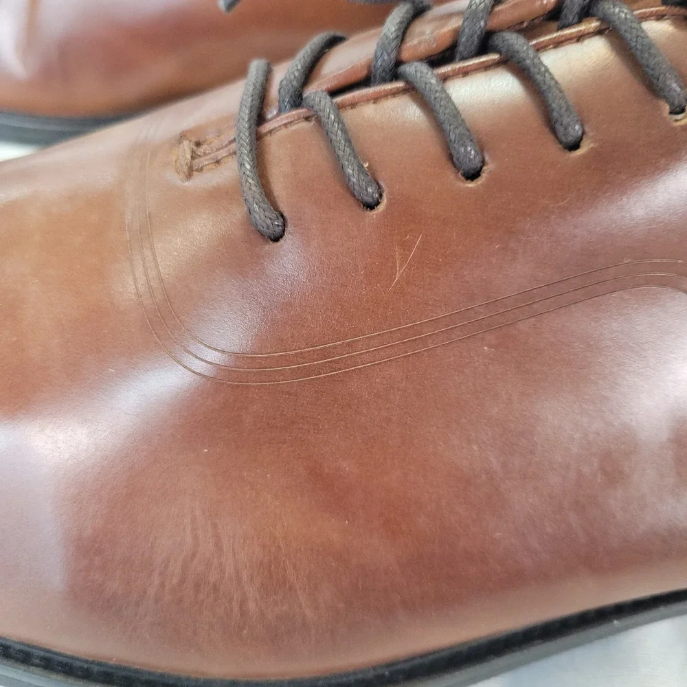 Kenneth Cole Men Brown Leather Cap Toe Oxford Dress Shoes Ticketpod Lace Sz 10.5